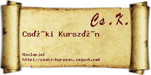 Csáki Kurszán névjegykártya
